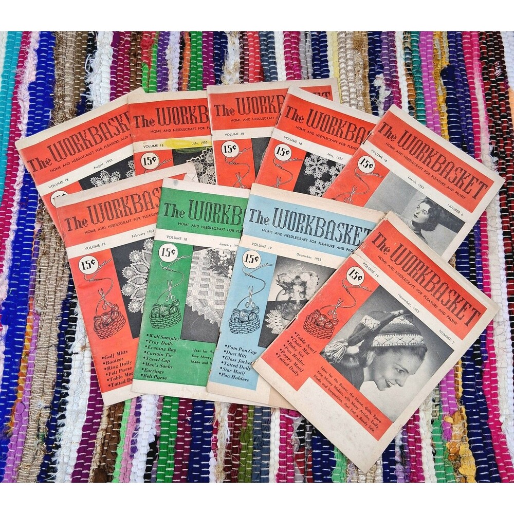 The Workbasket Home and Needlecraft Magazine 1953 Lot of 9 Issues Vintage